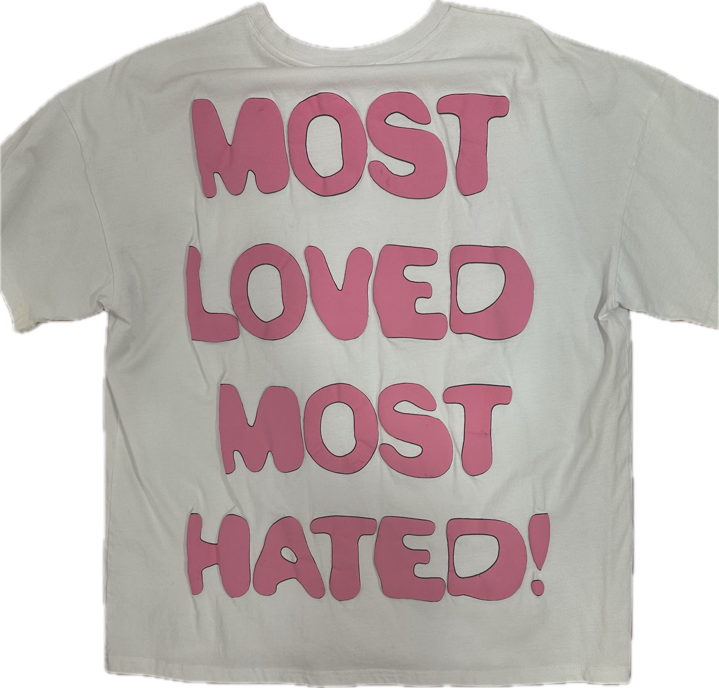 Most Loved Most Hated T Shirt (Pink and White)