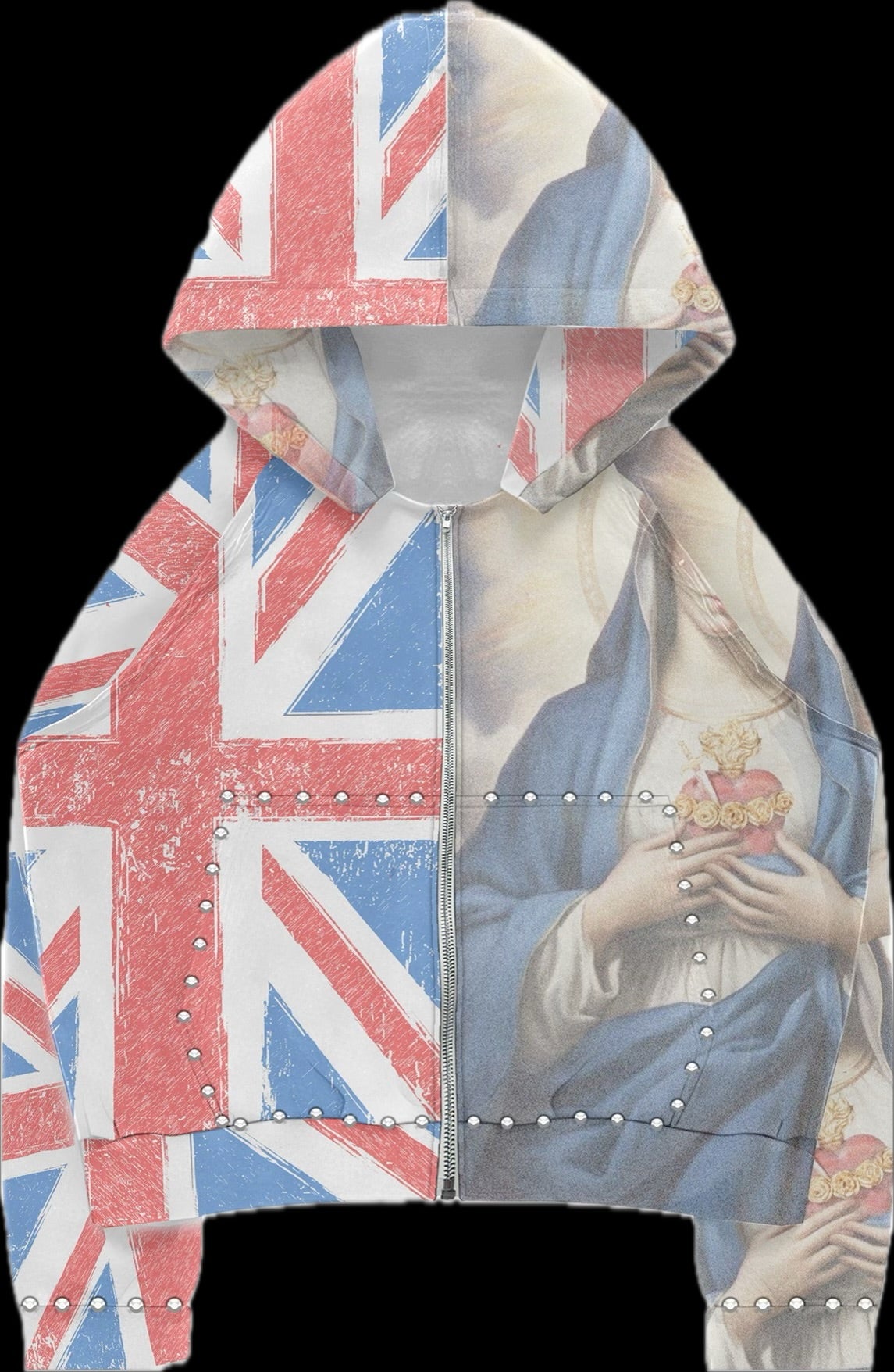 “ UK SAINT MARY “ ZIP CROPPED HOODIE